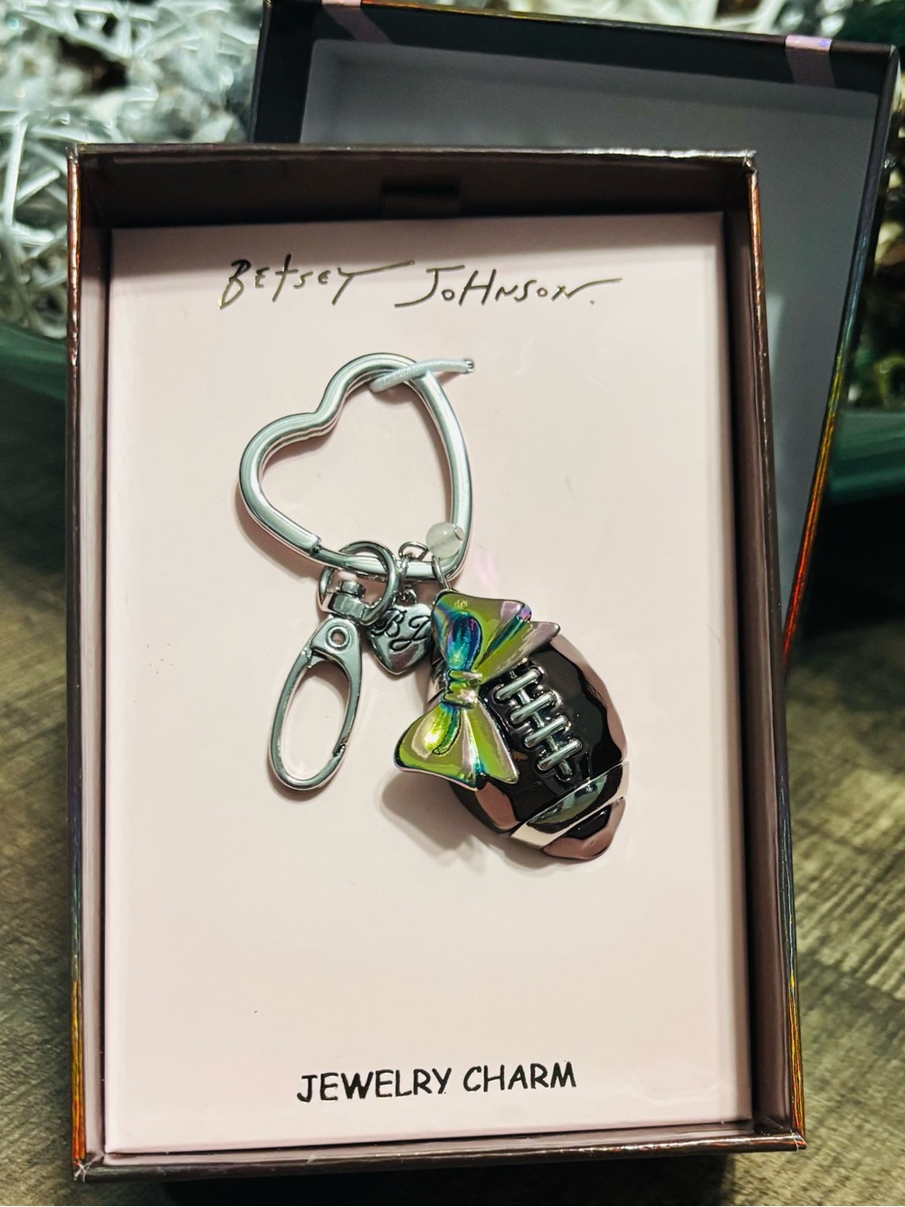 Betsey Johnson Football Bow Keychain/Bag Charm - Picture 3 of 6